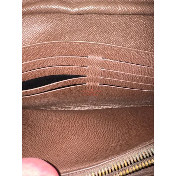 Louis Vuitton Damier Ebene Long Wallet Push Lock Clutch Style Brown Checkered - Picture 14 of 16